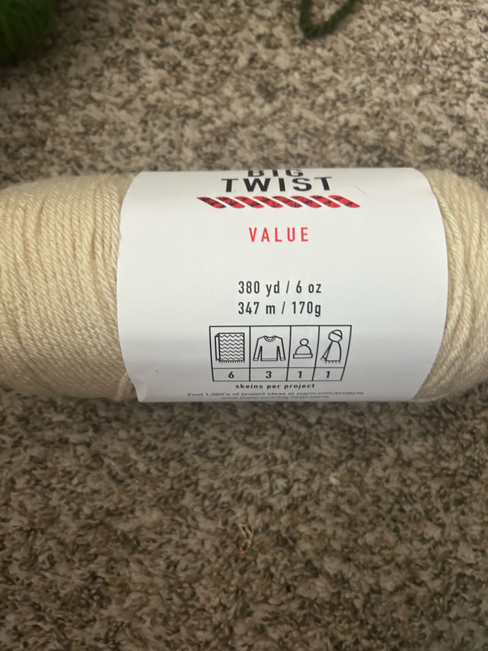 Big Twist Medium Cream Acrylic Yarn
